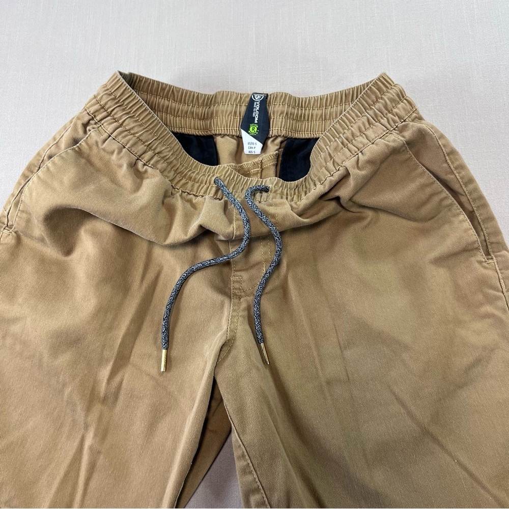 Volcom Men’s Surf Skate Shorts Small Khaki Elastic Waist Drawstring Casual - Picture 3 of 12